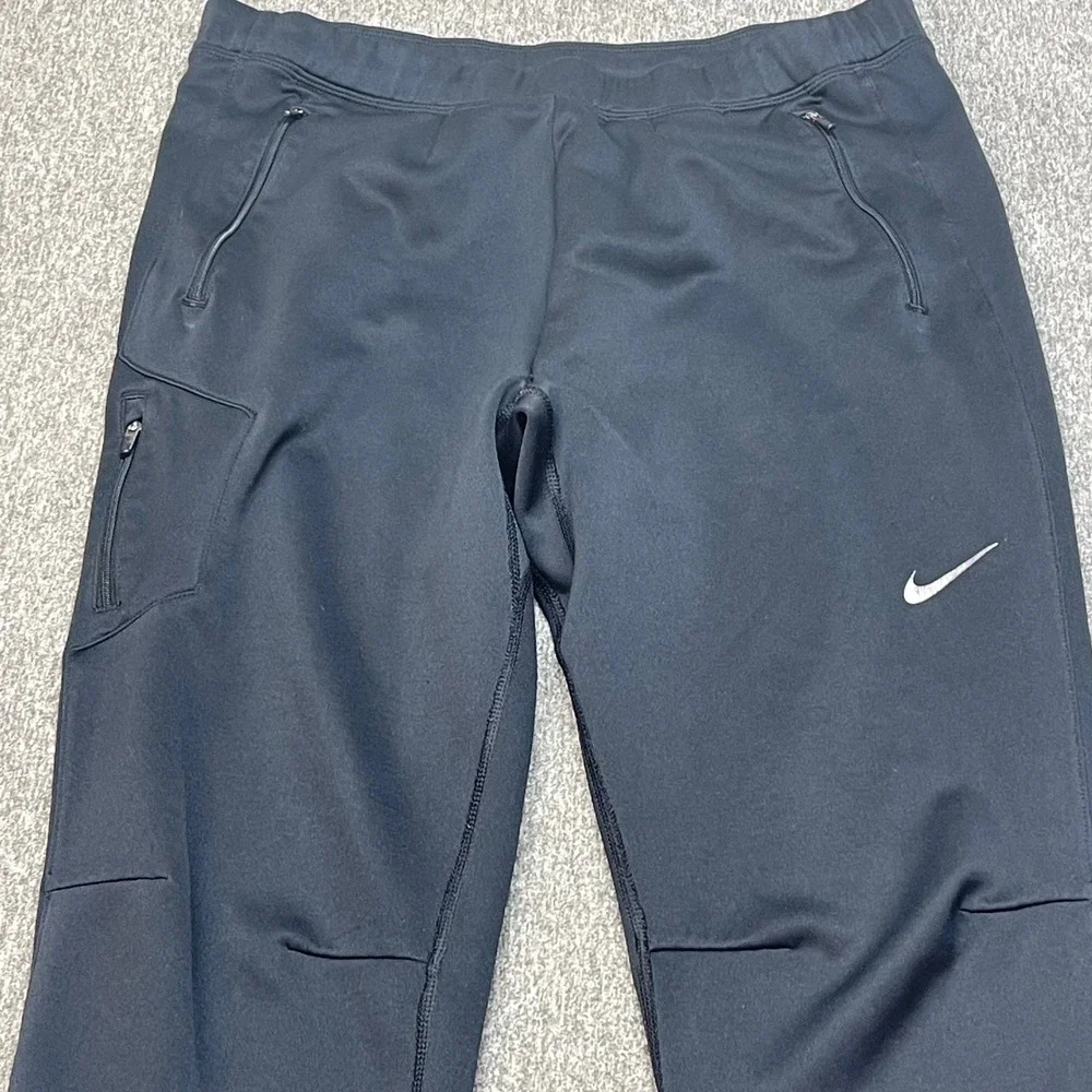 Nike Running Dri-FIT Pants Mens Large Black Zipper Pockets Ankle Zip Joggers‎ L